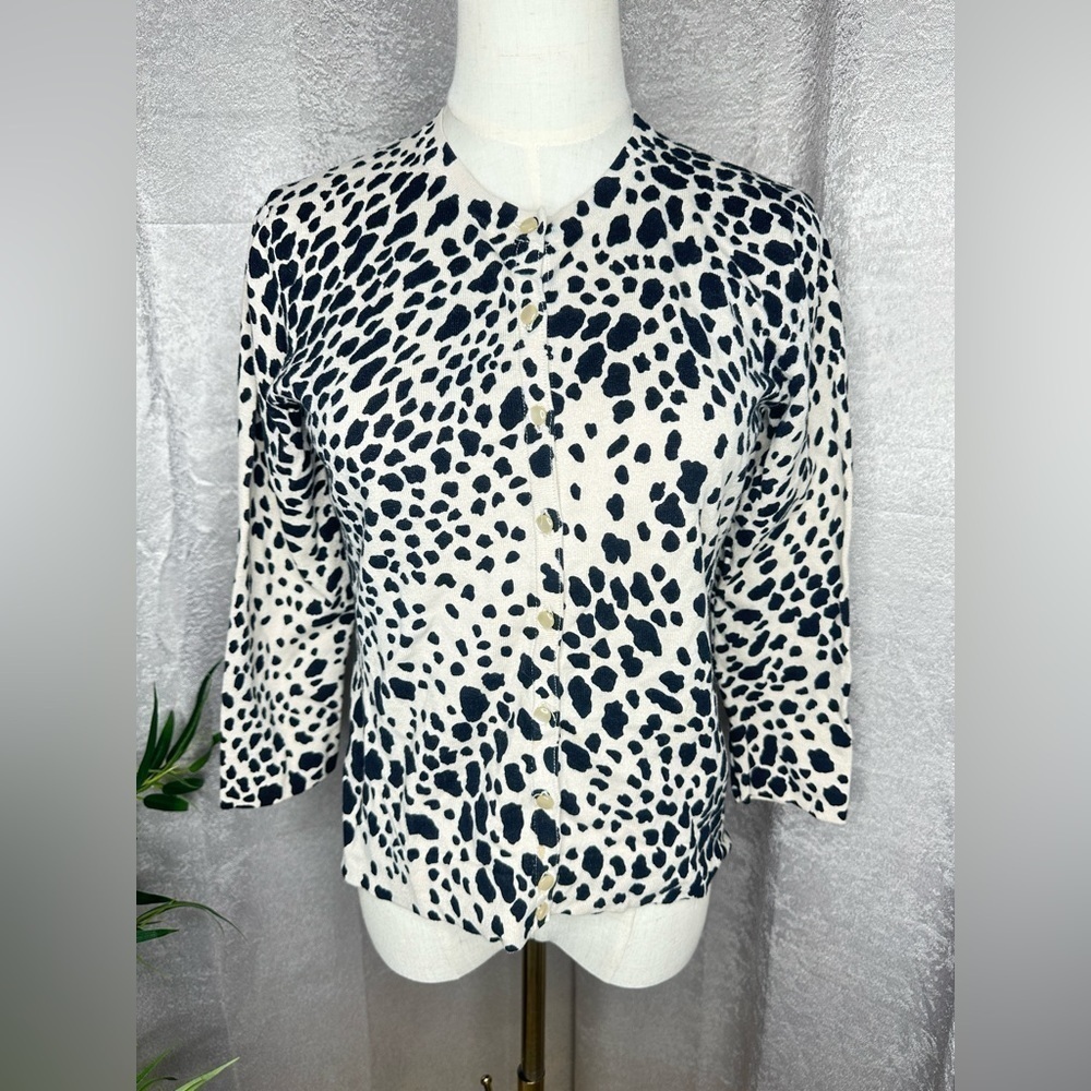 Charter Club Women’s Animal Print Button-Down Sweater Cardigan Beige Black P/S